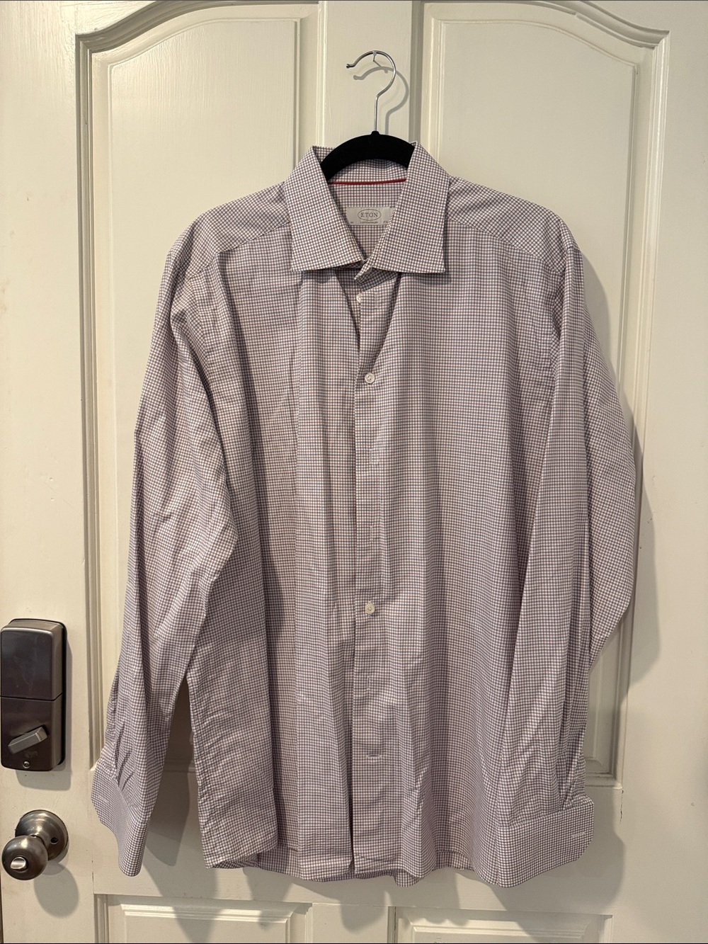 Eton Men's Classic Check Dress Shirt blue and orange